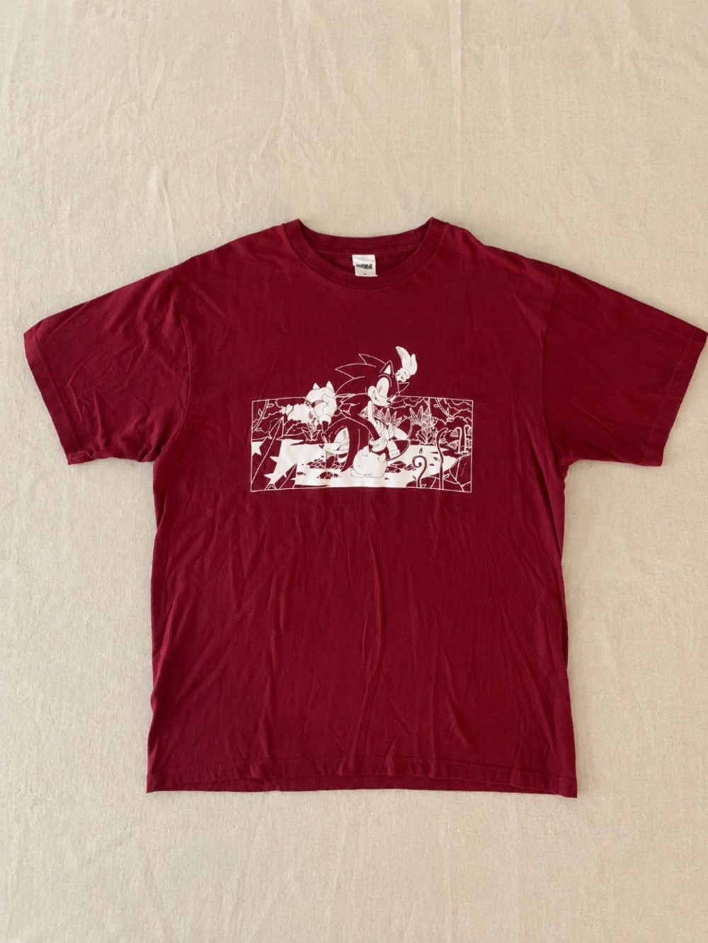 SEGA Sonic & Knuckles Wallpaper Cover Story Tee Maroon XL